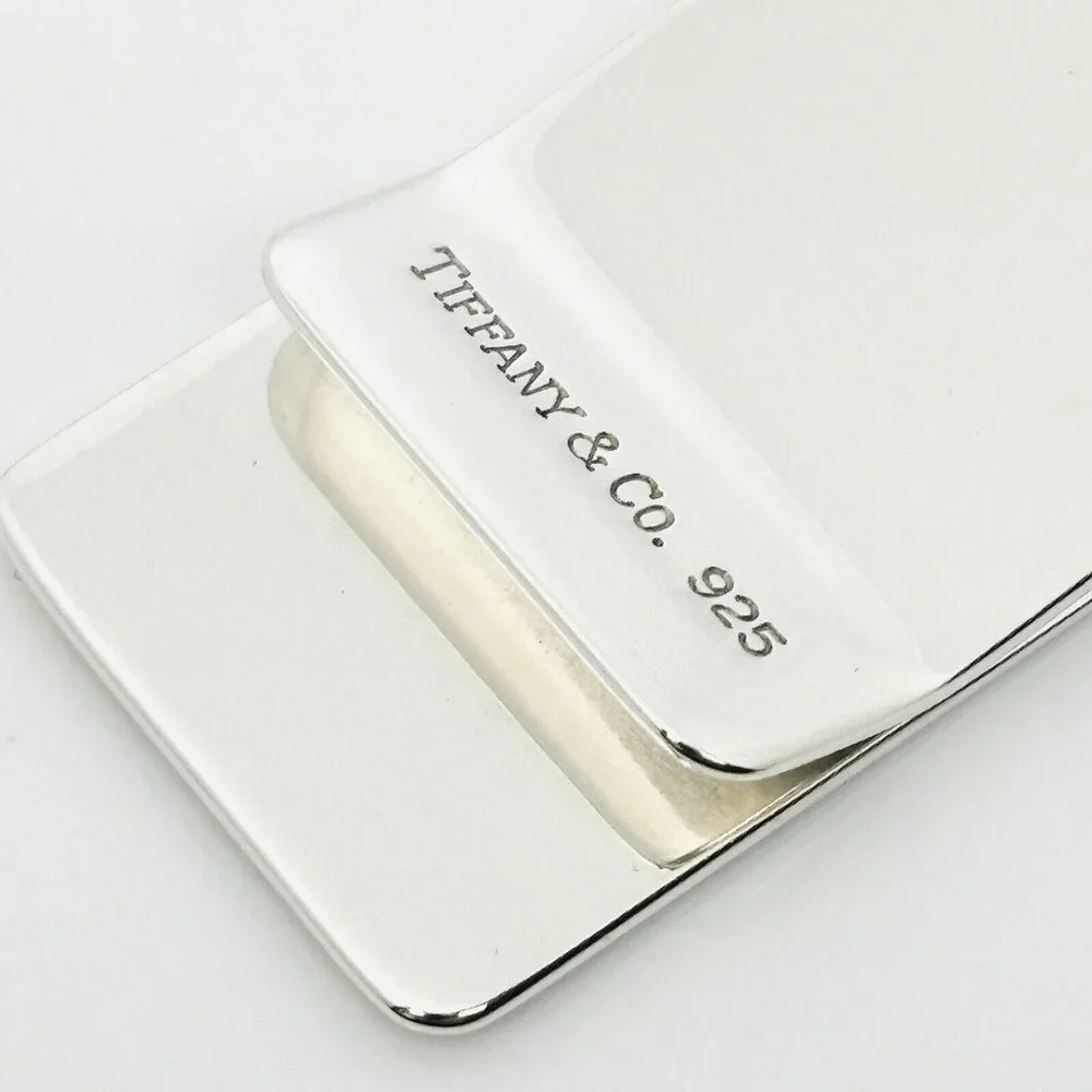 Tiffany & Co Machine Turned Pin Stripe Engravable ID Money Clip in Silver